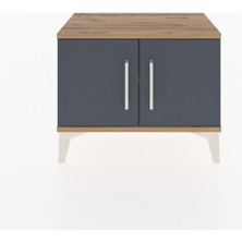 Arges Komodin Tek Raflı 2 Kapaklı 60X30X48 Çam-Antrasit