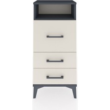 Arges Komodin Tek Raflı 3 Çekmeceli 44X30X96 Antrasit-Aytaşı