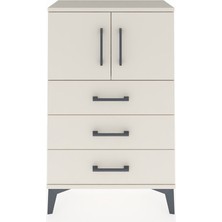 Arges Komodin Tek Raflı 3 Çekmeceli 2 Kapaklı 60X30X96 Aytaşı-Aytaşı