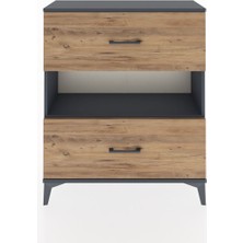 Arges Şifonyer Tek Raflı 2 Çekmeceli 88X30X106 Antrasit-Çam