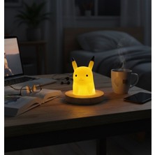 El Yapımı Figürlü Epoksi Gece Lambası, Sevimli Pikachu Tasarımı, Sarı Renkli.