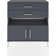 Arges Şifonyer 2 Raflı 2 Çekmeceli 2 Kapaklı 88X30X96 Antrasit-Antrasit