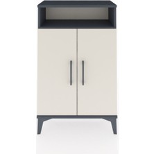 Arges Komodin 3 Raflı 2 Kapaklı 60X30X96 Antrasit-Aytaşı