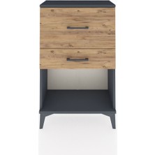 Arges Komodin 2 Çekmeceli 60X30X96 Antrasit-Çam