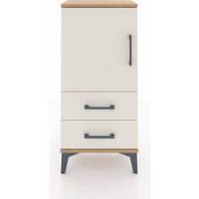 Arges Komodin 2 Raflı 2 Çekmeceli Tek Kapaklı 44X30X96 Çam-Aytaşı