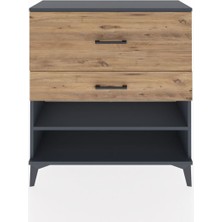 Arges Şifonyer Tek Raflı 2 Çekmeceli 88X30X96 Antrasit-Çam