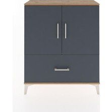 Arges Şifonyer 2 Raflı Tek Çekmeceli 2 Kapaklı 88X30X106 Çam-Antrasit