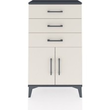 Arges Komodin Tek Raflı 3 Çekmeceli 2 Kapaklı 60X30X106 Antrasit-Aytaşı