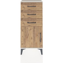 Arges Komodin Tek Raflı 3 Çekmeceli Tek Kapaklı 44X30X106 Aytaşı-Çam
