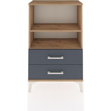 Arges Komodin 2 Raflı 2 Çekmeceli 60X30X96 Çam-Antrasit