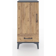 Arges Komodin 3 Raflı Tek Çekmeceli Tek Kapaklı 44X30X96 Antrasit-Çam