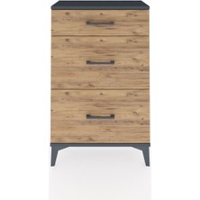 Arges Komodin 3 Çekmeceli 60X30X96 Antrasit-Çam