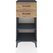 Arges Komodin Tek Raflı 2 Çekmeceli 44X30X96 Antrasit-Çam