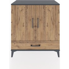 Hyperion Şifonyer Tek Raflı Tek Çekmeceli 2 Kapaklı 88X44X96 Antrasit-Çam