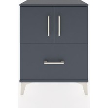 Arges Komodin 2 Raflı Tek Çekmeceli 2 Kapaklı 60X30X80 Antrasit-Antrasit