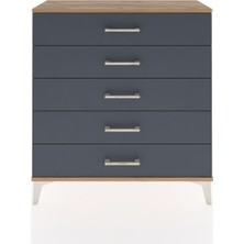 Arges Şifonyer 5 Çekmeceli 88X30X96 Çam-Antrasit