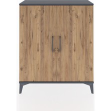 Arges Şifonyer Tek Raflı 2 Kapaklı 88X30X106 Antrasit-Çam