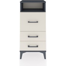 Arges Komodin Tek Raflı 3 Çekmeceli 44X30X96 Antrasit-Aytaşı