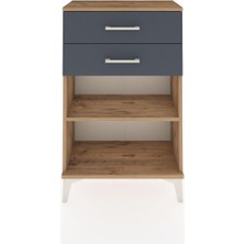 Arges Komodin Tek Raflı 2 Çekmeceli 60X30X96 Çam-Antrasit