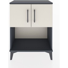 Arges Komodin 2 Raflı 2 Kapaklı 60X30X80 Antrasit-Aytaşı