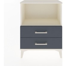 Arges Komodin Tek Raflı 2 Çekmeceli 60X30X80 Aytaşı-Antrasit