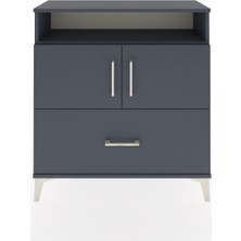 Arges Şifonyer 3 Raflı Tek Çekmeceli 2 Kapaklı 88X30X96 Antrasit-Antrasit