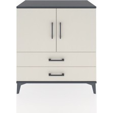 Hyperion Şifonyer Tek Raflı 2 Çekmeceli 2 Kapaklı 88X44X96 Antrasit-Aytaşı