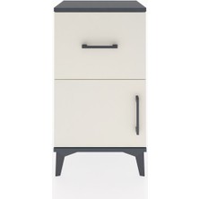 Arges Komodin Tek Raflı Tek Çekmeceli Tek Kapaklı 44X30X80 Antrasit-Aytaşı
