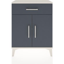 Arges Komodin Tek Raflı Tek Çekmeceli 2 Kapaklı 60X30X80 Aytaşı-Antrasit