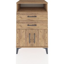 Hyperion Komodin Tek Raflı 2 Çekmeceli 2 Kapaklı 60X44X96 Çam-Çam