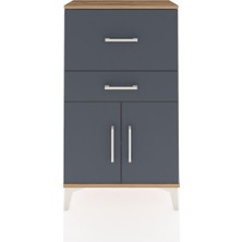 Arges Komodin Tek Raflı 2 Çekmeceli 2 Kapaklı 60X30X106 Çam-Antrasit