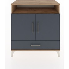 Hyperion Şifonyer 2 Raflı Tek Çekmeceli 2 Kapaklı 88X44X96 Çam-Antrasit