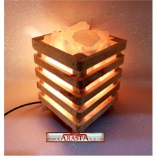 Sarı Ahşap Tuz Kasa, Doğal ve Şık Dekoratif Lamba, Sıcak Ortamlar Için Mükemmel Seçim