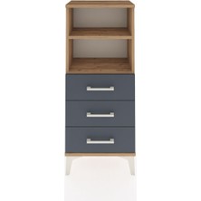 Arges Komodin 2 Raflı 3 Çekmeceli 44X30X106 Çam-Antrasit