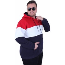 Starbattal Büyük Beden Kapüşonlu 3ip Sweat Mg 25725 Kırmızı