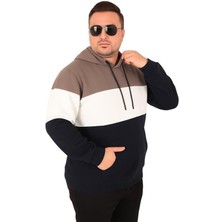 Starbattal Büyük Beden Kapüşonlu 3ip Sweat Mg 25725 Vizon