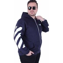 Lacivert Starbattal Kapüşonlu Sweatshirt 4XL Uzun Kol Günlük Kullanım İçin Şık Tasarım