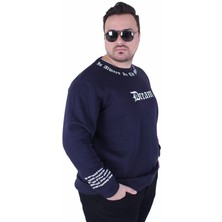 Starbattal Büyük Beden Bisiklet Yaka 3ip Sweat Dream 25715 Lacıvert