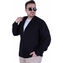 Starbattal 23754 Siyah Fermuarlı Hırka %50 Pamuk %50 Akrilik Büyük Beden Erkekler İçin Şık