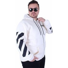 Starbattal Büyük Beden Kapüşonlu Fermuarlı 3ip Sweat Mg 25718 Bej