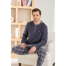 Pijamoni Erkek Düğme Yaka Kışlık Polar Pijama Takımı 6100/7.7 - 1 Adet