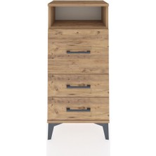 Arges Komodin Tek Raflı 3 Çekmeceli 44X30X96 Çam-Çam