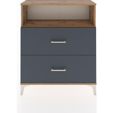 Arges Şifonyer Tek Raflı 2 Çekmeceli 88X30X106 Çam-Antrasit