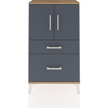 Arges Komodin 2 Raflı 2 Çekmeceli 2 Kapaklı 60X30X106 Çam-Antrasit
