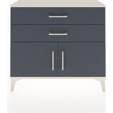 Arges Şifonyer Tek Raflı 2 Çekmeceli 2 Kapaklı 88X30X80 Aytaşı-Antrasit