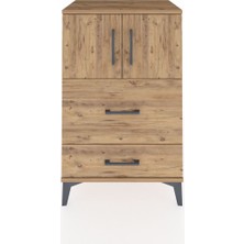 Hyperion Komodin Tek Raflı 2 Çekmeceli 2 Kapaklı 60X44X96 Çam-Çam