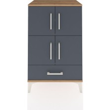 Hyperion Komodin 4 Raflı Tek Çekmeceli 4 Kapaklı 60X44X96 Çam-Antrasit