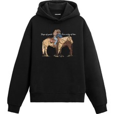 Colermi Kovboy At Üstünde Dinlenen Adam Tasarım Baskılı Western Tarz Unisex Kapüşonlu Hoodie