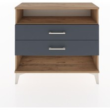 Arges Şifonyer Tek Raflı 2 Çekmeceli 88X30X80 Çam-Antrasit