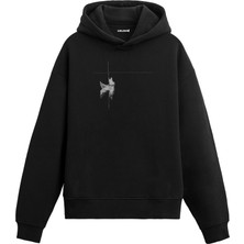 Colermi Balık Tutan Adam Tasarım Baskılı Minimal Unisex Kapüşonlu Hoodie